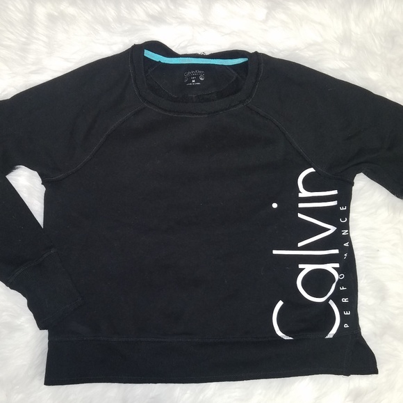 Calvin Klein Logo Sweater Performace Crop Top Med - Picture 1 of 4